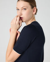 Load image into Gallery viewer, N.Peal Women's Cotton Cashmere T-Shirt Navy Blue
