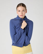 Load image into Gallery viewer, N.Peal Women&#39;s Cotton Cashmere Full Zip Jumper Denim Blue
