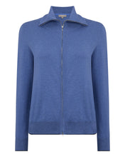 Load image into Gallery viewer, N.Peal Women&#39;s Cotton Cashmere Full Zip Jumper Denim Blue
