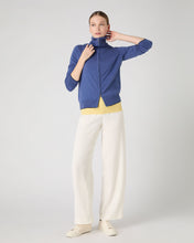 Load image into Gallery viewer, N.Peal Women&#39;s Cotton Cashmere Full Zip Jumper Denim Blue
