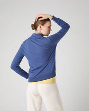 Load image into Gallery viewer, N.Peal Women&#39;s Cotton Cashmere Full Zip Jumper Denim Blue
