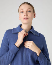 Load image into Gallery viewer, N.Peal Women&#39;s Cotton Cashmere Full Zip Jumper Denim Blue
