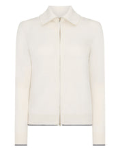 Load image into Gallery viewer, N.Peal Women's Cotton Cashmere Full Zip Jumper New Ivory White

