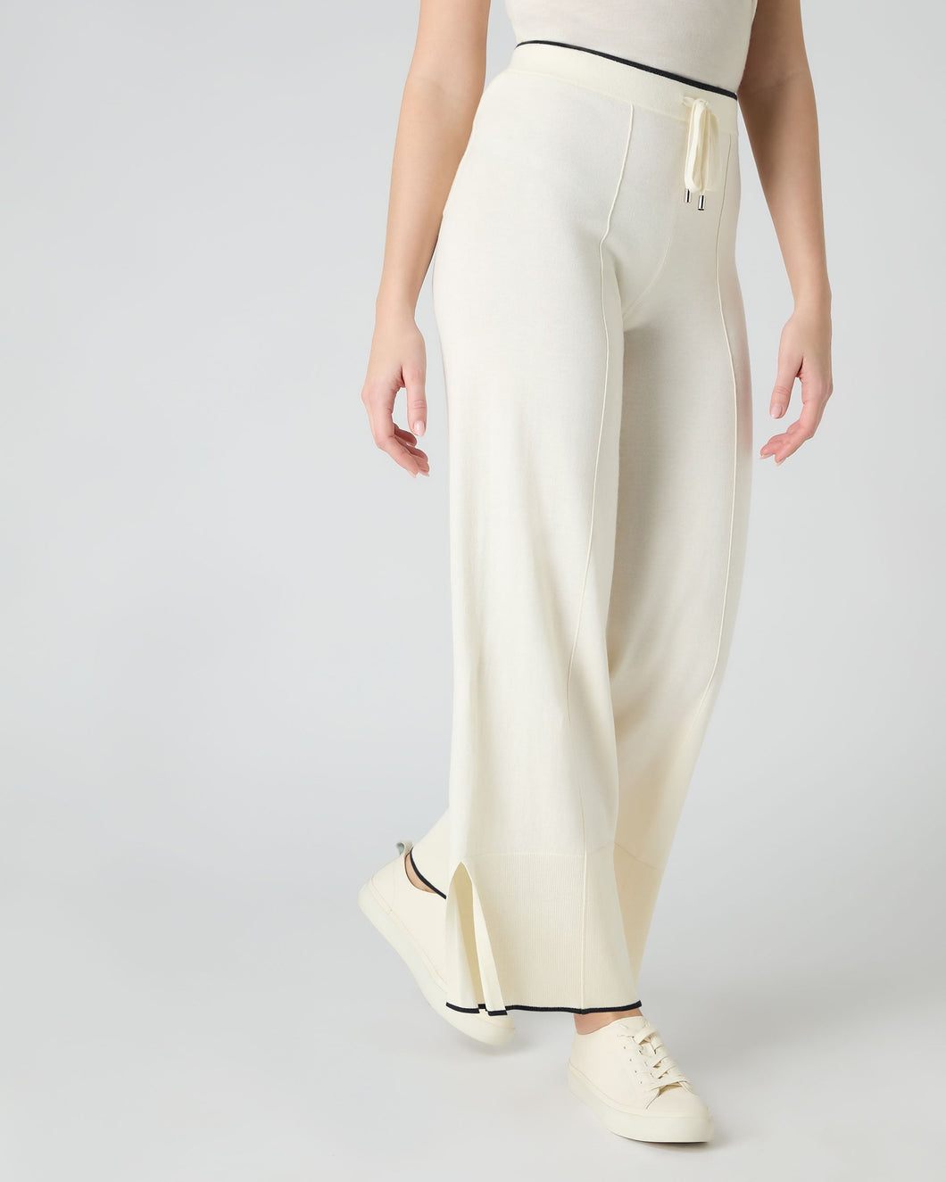 N.Peal Women's Cotton Cashmere Trouser New Ivory White