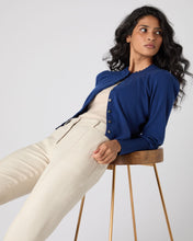 Load image into Gallery viewer, N.Peal Women&#39;s Ruffle Trim Cashmere Cardigan French Blue
