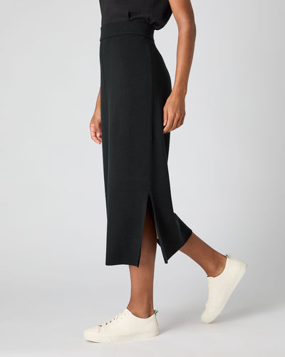 N.Peal Women's Straight Cashmere Skirt Black