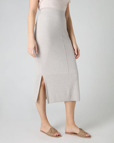 N.Peal Women's Straight Cashmere Skirt Pebble Grey