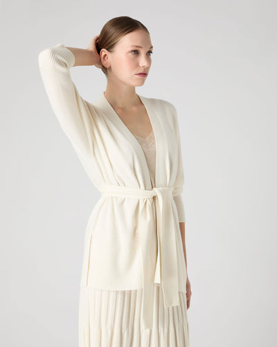 N.Peal Women's Drop Shoulder Cashmere Cardigan New Ivory White