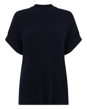 Load image into Gallery viewer, N.Peal Women&#39;s Rib Cashmere Poncho Navy Blue
