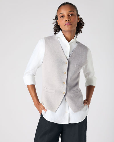 N.Peal Women's Mila Cotton Cashmere Silk Waistcoat Fumo Grey