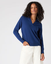 Load image into Gallery viewer, N.Peal Women&#39;s Cashmere Polo Shirt French Blue
