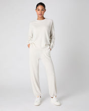 Load image into Gallery viewer, N.Peal Women&#39;s Metal Trim Round Neck Jumper Ivory White Sparkle
