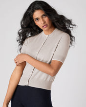 Load image into Gallery viewer, N.Peal Women's Cotton Cashmere Short Sleeve Cardigan Sandstone Brown
