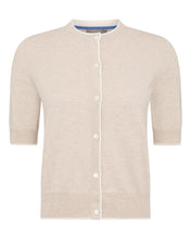 Load image into Gallery viewer, N.Peal Women's Cotton Cashmere Short Sleeve Cardigan Sandstone Brown
