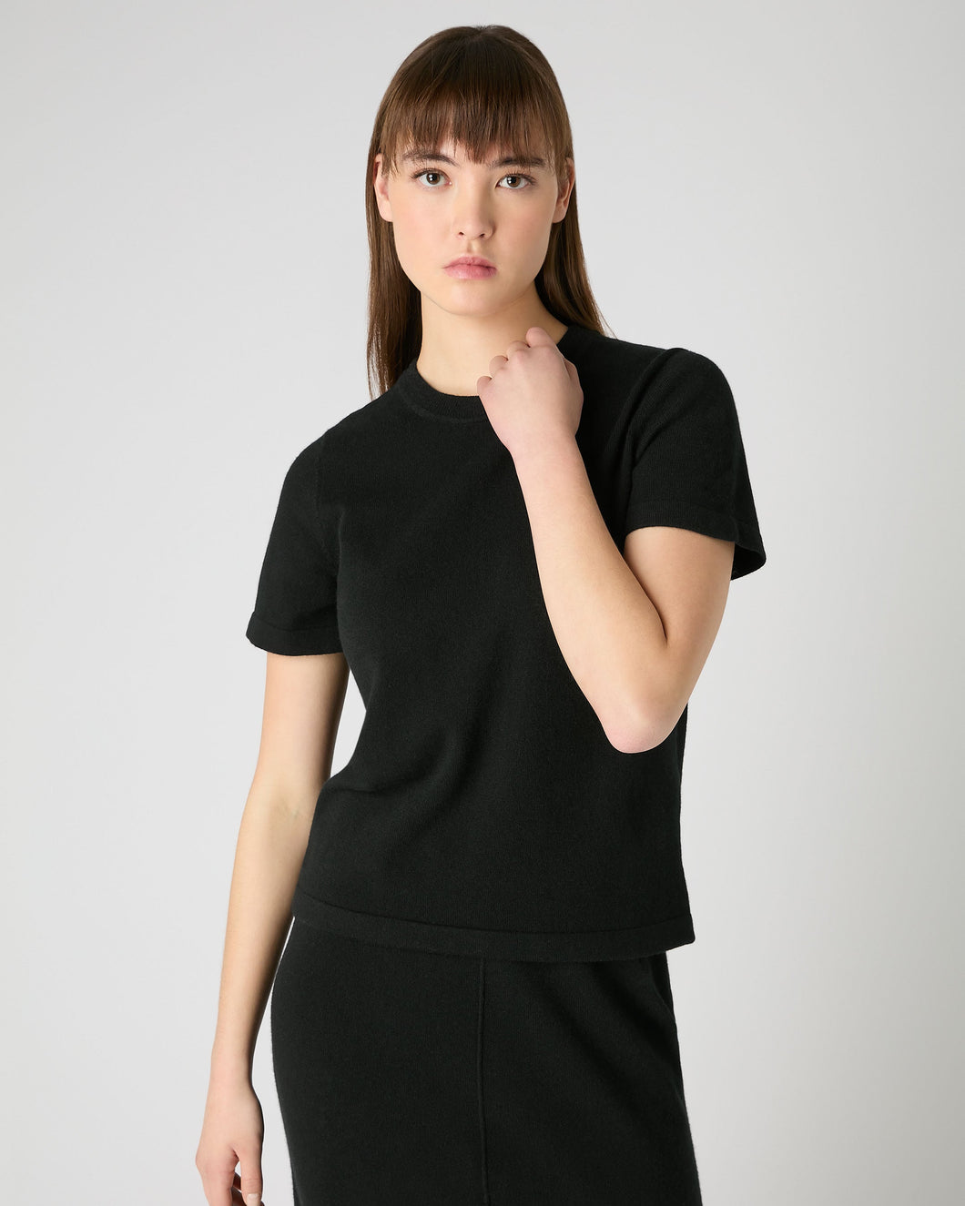 N.Peal Women's Lottie Cashmere T-Shirt Black