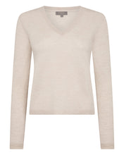 Load image into Gallery viewer, N.Peal Women&#39;s Superfine Cashmere V Neck Jumper Sandstone Brown
