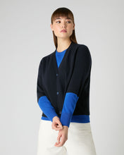 Load image into Gallery viewer, N.Peal Women&#39;s V Neck Relaxed Cashmere Cardigan Navy Blue
