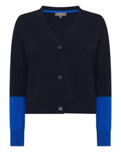 Load image into Gallery viewer, N.Peal Women&#39;s V Neck Relaxed Cashmere Cardigan Navy Blue
