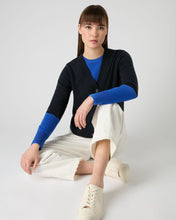 Load image into Gallery viewer, N.Peal Women&#39;s V Neck Relaxed Cashmere Cardigan Navy Blue
