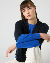Load image into Gallery viewer, N.Peal Women&#39;s V Neck Relaxed Cashmere Cardigan Navy Blue
