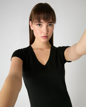 Load image into Gallery viewer, N.Peal Women&#39;s Cotton Cashmere Silk T-Shirt Black
