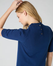 Load image into Gallery viewer, N.Peal Women&#39;s Ruffle Trim Cashmere T-Shirt French Blue
