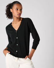 Load image into Gallery viewer, N.Peal Women's Lara V Neck Cashmere Cardigan Black

