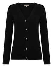 Load image into Gallery viewer, N.Peal Women's Lara V Neck Cashmere Cardigan Black
