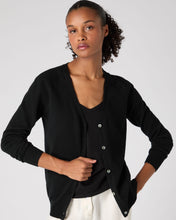 Load image into Gallery viewer, N.Peal Women's Lara V Neck Cashmere Cardigan Black
