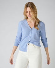 Load image into Gallery viewer, N.Peal Women&#39;s Lara V Neck Cashmere Cardigan Cornflower Blue
