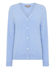 Load image into Gallery viewer, N.Peal Women&#39;s Lara V Neck Cashmere Cardigan Cornflower Blue
