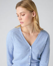 Load image into Gallery viewer, N.Peal Women&#39;s Lara V Neck Cashmere Cardigan Cornflower Blue
