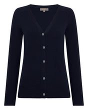 Load image into Gallery viewer, N.Peal Women&#39;s Lara V Neck Cashmere Cardigan Navy Blue
