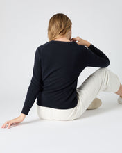 Load image into Gallery viewer, N.Peal Women&#39;s Lara V Neck Cashmere Cardigan Navy Blue
