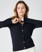 Load image into Gallery viewer, N.Peal Women&#39;s Lara V Neck Cashmere Cardigan Navy Blue
