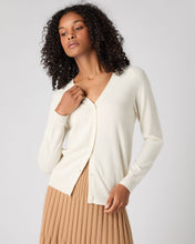 Load image into Gallery viewer, N.Peal Women's Lara V Neck Cashmere Cardigan New Ivory White
