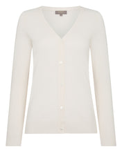 Load image into Gallery viewer, N.Peal Women's Lara V Neck Cashmere Cardigan New Ivory White

