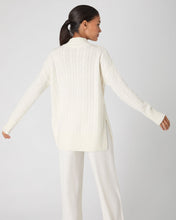 Load image into Gallery viewer, N.Peal Women&#39;s Esme Cable Mock Neck Cashmere Jumper New Ivory White
