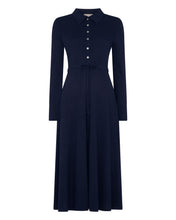 Load image into Gallery viewer, N.Peal Women's Polo Collar Silk Cashmere Dress Navy Blue
