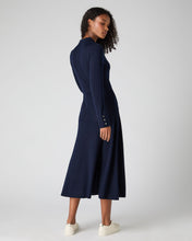 Load image into Gallery viewer, N.Peal Women's Polo Collar Silk Cashmere Dress Navy Blue
