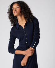 Load image into Gallery viewer, N.Peal Women's Polo Collar Silk Cashmere Dress Navy Blue
