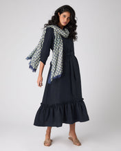 Load image into Gallery viewer, N.Peal Women&#39;s Iris Ruffle Linen Dress Navy Blue
