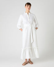 Load image into Gallery viewer, N.Peal Women&#39;s Iris Ruffle Linen Dress White
