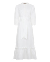 Load image into Gallery viewer, N.Peal Women&#39;s Iris Ruffle Linen Dress White
