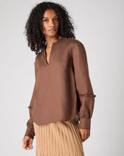 Load image into Gallery viewer, N.Peal Women&#39;s Sienna Linen Top Tan Brown
