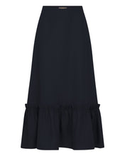 Load image into Gallery viewer, N.Peal Women&#39;s Sofia Ruffle Linen Skirt Navy Blue
