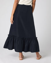Load image into Gallery viewer, N.Peal Women&#39;s Sofia Ruffle Linen Skirt Navy Blue
