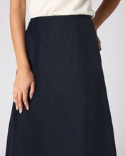 Load image into Gallery viewer, N.Peal Women&#39;s Sofia Ruffle Linen Skirt Navy Blue

