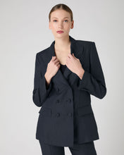 Load image into Gallery viewer, N.Peal Women&#39;s Ava Double Breasted Linen Jacket Navy Blue
