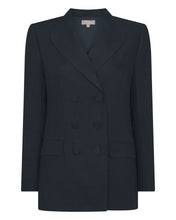 Load image into Gallery viewer, N.Peal Women&#39;s Ava Double Breasted Linen Jacket Navy Blue
